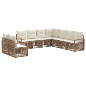 vidaXL Градински Софа Комплект 9 pcs Бежово полиратан