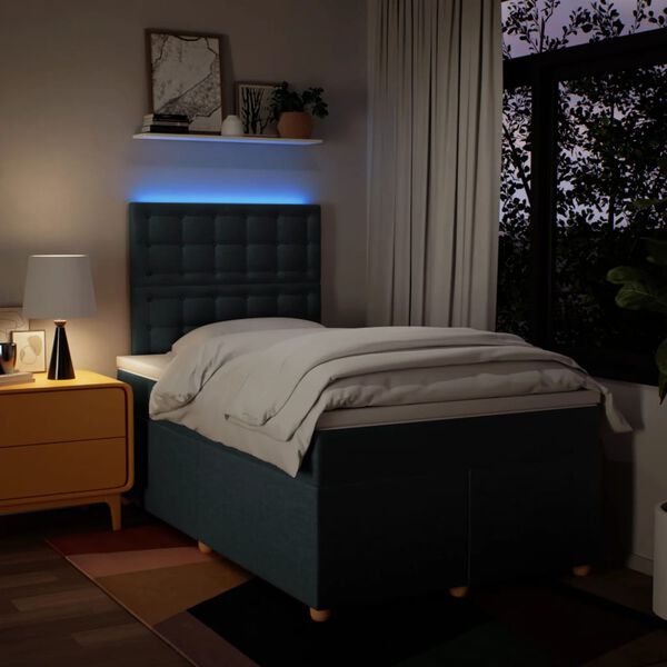 vidaXL Боксспринг легло с матрак, синьо, 120x200 см, плат