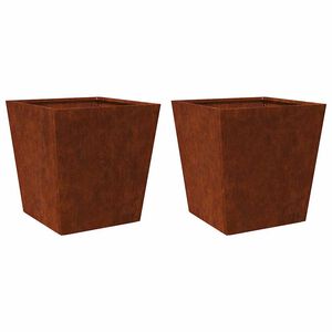 vidaXL Градински саксии 2 бр. 50x50x50 см Изветряла стомана