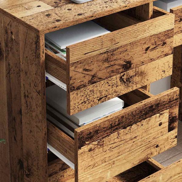 vidaXL Бюро с чекмедже Старо дърво 90 x 37.5 x 75 см Инженерно дърво