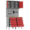vidaXL Комплект работни шкафове с чекмедже с рафт 5 pcs Червено