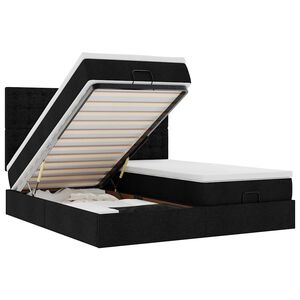 vidaXL Османска легло с матрак и LED, черно, 200x200 см, плат