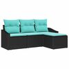 vidaXL Комплект дивани с възглавница 4 pcs Черно полиратан