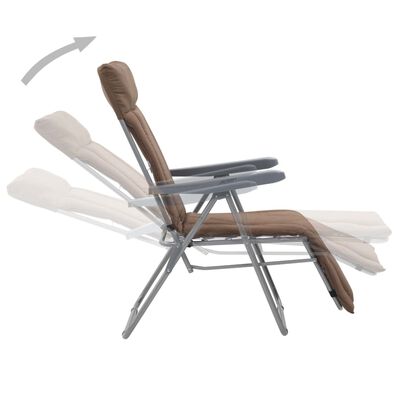 vidaXL Сгъваеми градински столове с възглавници, 2 бр, кафяви