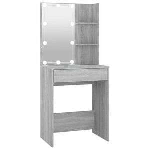vidaXL Тоалетка с LED, сив сонома, 60x40x140 см