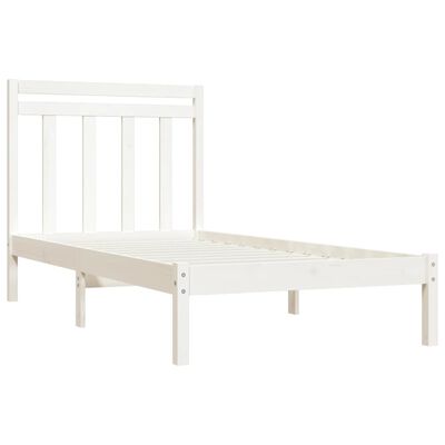 vidaXL Рамка за легло, бяла, дърво масив, 100x200 см