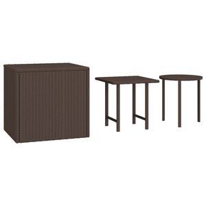 vidaXL Градински странични маси, 3 бр, кафяви, полиратан
