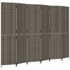 vidaXL Параван за стая, 6 панела, сив, полиратан