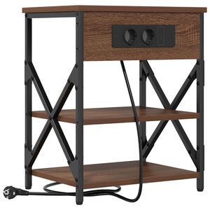 vidaXL Нощен шкаф с рафт Кафяв дъб 41 x 31 x 51 см Инженерно дърво