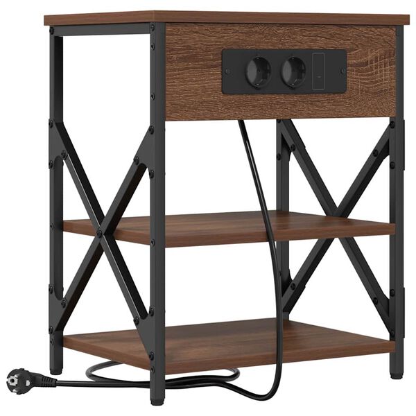 vidaXL Нощен шкаф с рафт Кафяв дъб 41 x 31 x 51 см Инженерно дърво