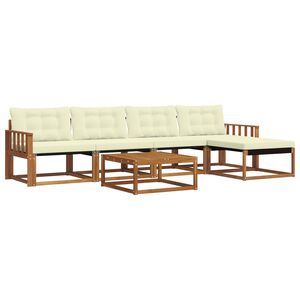 vidaXL Комплект дивани за открито 6 pcs Натурален и Крема