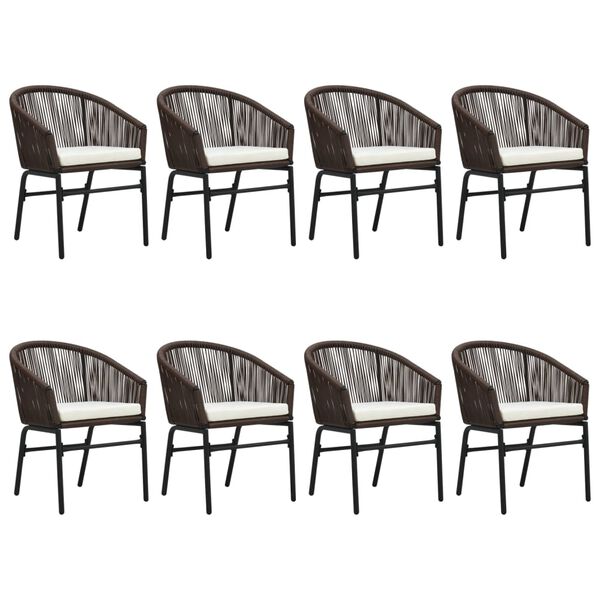 vidaXL Градински трапезен комплект, 9 части, кафяв