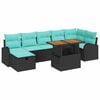 vidaXL Градински Софа Комплект 8 pcs Черно полиратан