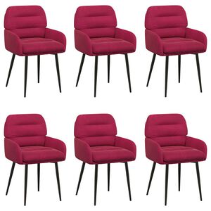 vidaXL Обедени столове 6 pcs Кадифе Виненочервен 59 x 59,5 x 90 см