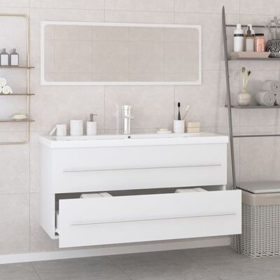 vidaXL Комплект мебели за баня, бял, инженерно дърво
