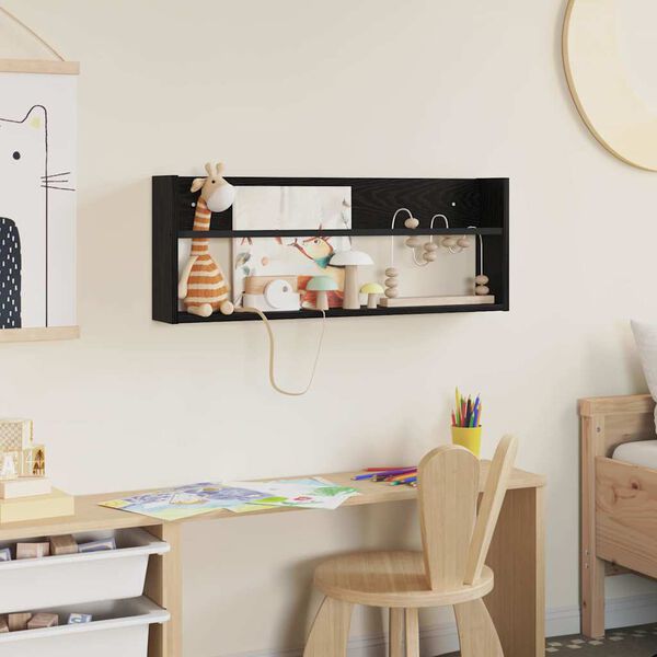 vidaXL Етажерка за списания Черния дъб 80 x 12 x 30 см Инженерно дърво