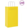 vidaXL Хартиени торбички 50 бр с дръжки жълти 21x11x36 см