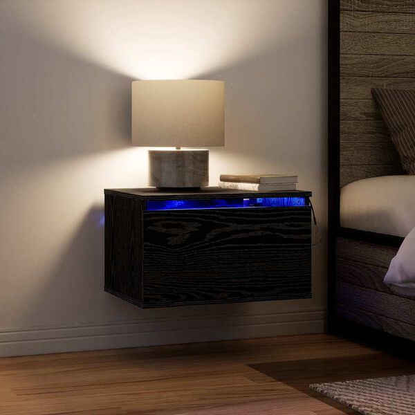 vidaXL Стенен шкаф за нощно шкафче Черния дъб 50 x 36 x 30 см