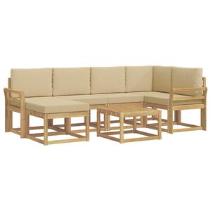 vidaXL Комплект дивани за открито с възглавница 7 pcs Бяло и Бежово