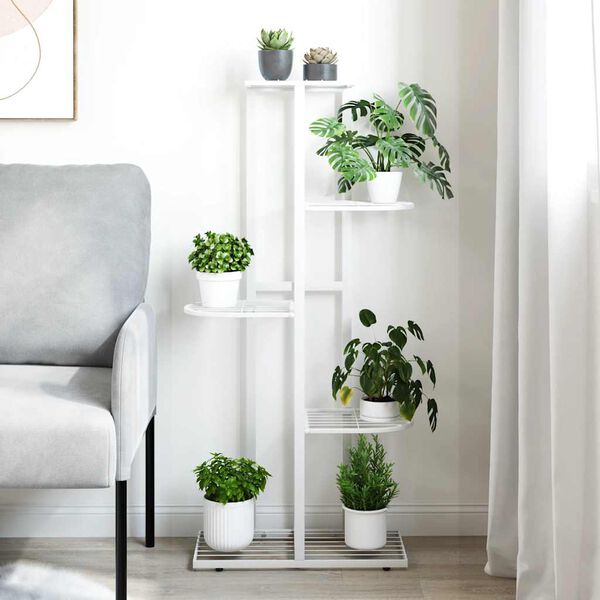 vidaXL 5-етажен цветарник, 43x22x98 см, бял, метал
