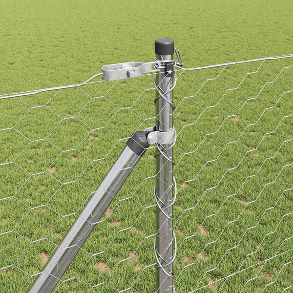 vidaXL Стълб за ограда. Сребрист 25 x 1,2 м (50 мм мрежа) Стомана