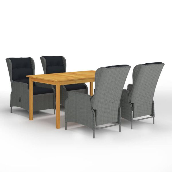 vidaXL Градински трапезен комплект, 5 части, светлосив