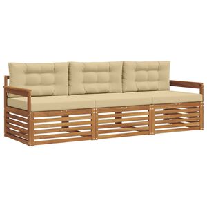 vidaXL Комплект дивани за открито 3 pcs Натурален и Бежов