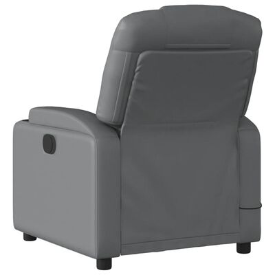 vidaXL Електрически масажен реклайнер стол, сив, изкуствена кожа