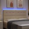 vidaXL LED Табла за глава С LED лентисти светлини Крем 180 cm текстил