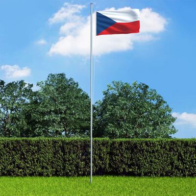 vidaXL Флаг на Чехия и алуминиев флагщок, 4 м