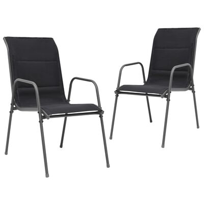 vidaXL Стифиращи градински столове, 2 бр, стомана и Textilene, черни