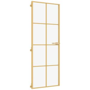 vidaXL Интериорна врата златиста 76x201,5 см закалено стъкло алуминий