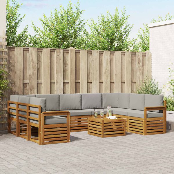 vidaXL Комплекти дивани с възглавница 10 pcs Естествено и светло сиво