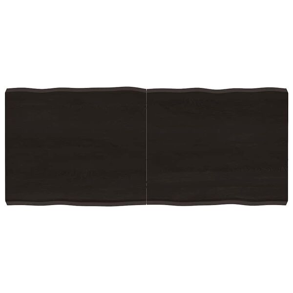 vidaXL Плот за маса тъмнокафяв 140x60x(2-6) см обработен масивен дъб