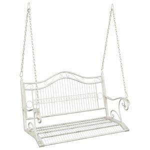 vidaXL Лавица с люлка Стомана 115 x 61 x 63 см Антично бяло