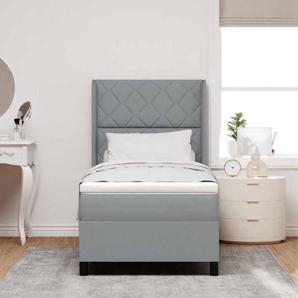 vidaXL LED кутия за пружини с легло Светлосиво 100 x 200 cm текстил