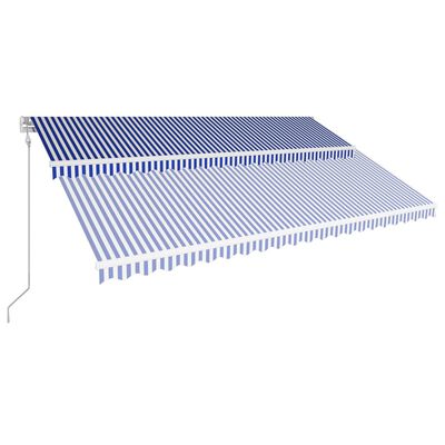 vidaXL Автоматично прибиращ се сенник, 500x300 см, синьо и бяло
