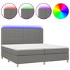 vidaXL Боксспринг легло с матрак и LED, тъмносиво, 200x200 см, плат