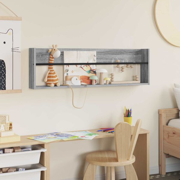 vidaXL Етажерка за списания с рафт Сив Сонома 100 x 12 x 30 см