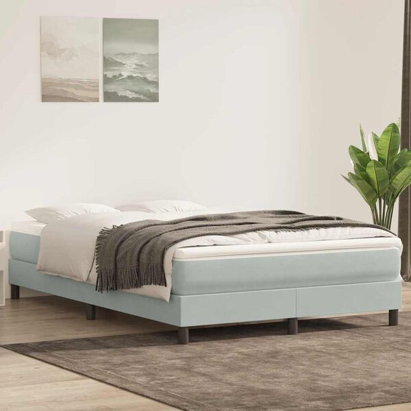 vidaXL Box Spring легло без матрак Светло сиво 140x210 cm кадифе