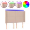 vidaXL LED горна табла за легло, капучино, 147x16x118/128 см