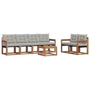 vidaXL Комплект дивани за открито 7 pcs Естествено и светло сиво