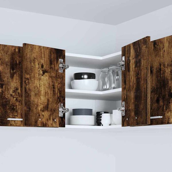 vidaXL Висящ шкаф Димящ дъб и бяло 57 x 57 x 40 см Инженерно дърво