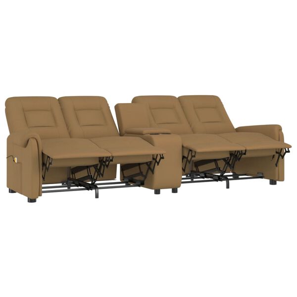 vidaXL 4-местен масажен реклайнер с поставка за чаша, таупе