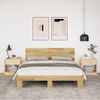 vidaXL Рамка за легло с табла без матрак Дъб от масивна дървесина