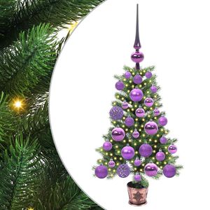 vidaXL Коледно дърво с 150 LED светодиода с поставка Зелен 65 cm ПЕ