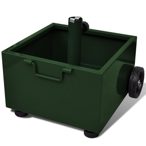 vidaXL Стойка за градински чадър със сандъче за цветя, зелена