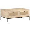 vidaXL Кафе маса, 90x50x37 cм, мангово дърво масив и тръстика