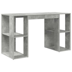 vidaXL Бюро Циментено сиво Инженерна дървесина 130 x 50.5 x 75 см