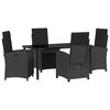 vidaXL Комплект за хранене в градината 5 pcs Черно полиратан